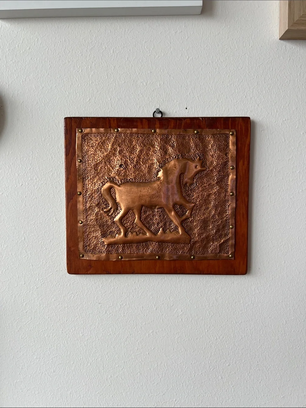 Vintage Horse Copper on Wood Wall Art Decor